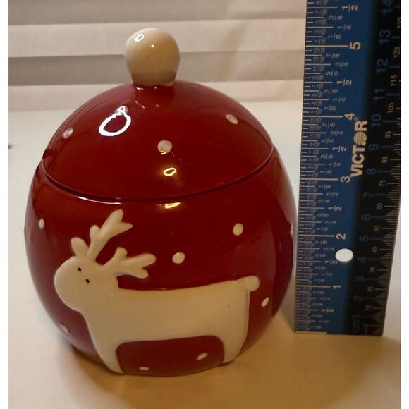 Thompson Ferrier Reindeer Christmas Holiday Ceramic Scented Candle Jar - Picture 5 of 6